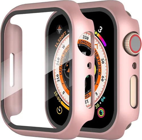 Vista 17 de Diruite Juego de 2 fundas para Apple Watch Series 3/2/1 de 38mm, protector de pantalla de vidrio templado ultradelgado de todo alrededor para iWatch