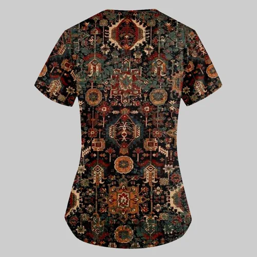 Vista 5 de Oggfader Uniforme de trabajo para mujer con bolsillos, cuello en V, manga corta, camisetas elásticas para enfermería