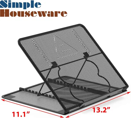 Vista 6 de SimpleHouseware - Soporte para portátil, diseño de malla con ventilación, ajustable, color negro