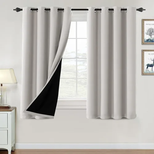 Vista 62 de H.VERSAILTEX Cortinas 100% de opacidad para dormitorio, con aislamiento térmico, cortinas opacas de 63 pulgadas de largo, cortinas de bloqueo