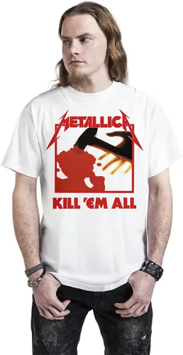 Vista 4 de Metallica Camiseta Kill Em All Band Logo Oficial Hombres Blanco