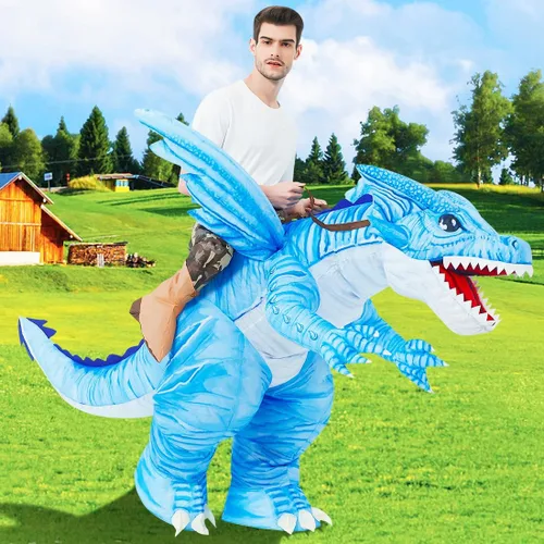 Vista 2 de GOOSH Disfraz inflable de dinosaurio para adultos, disfraz de Halloween para mujeres y hombres, divertido disfraz inflable para fiesta de Halloween