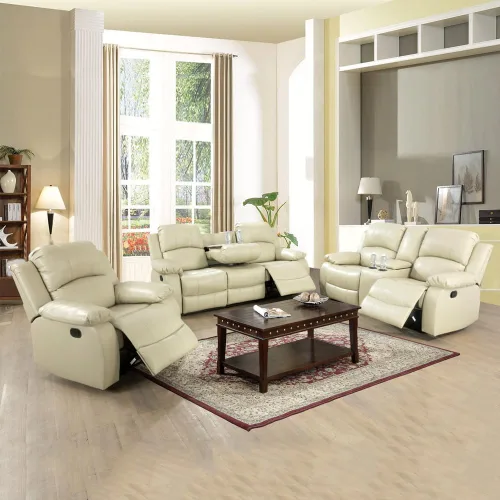 Vista 7 de A Ainehome Juego de Muebles de Sala de Estar de Cuero Reclinable Juego de Sofá Sillón Loveseat Juego de Muebles Sofá para Sala de Estar/Espacio