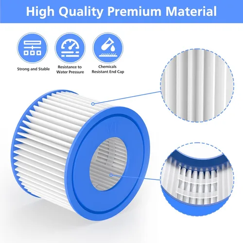 Vista 6 de Cartucho de filtro para bañera de hidromasaje tamaño VI compatible con Lay-Z-Spa, Coleman SaluSpa 90352E 58323, paquete de 6