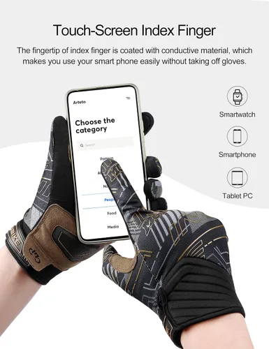Vista 3 de INBIKE Guantes transpirables de motocross para hombre, con protección de nudillos duros, pantalla táctil para motocicleta, deportes de motor