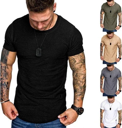 Vista 5 de Camiseta deportiva de algodón para hombre gimnasio y entrenamiento