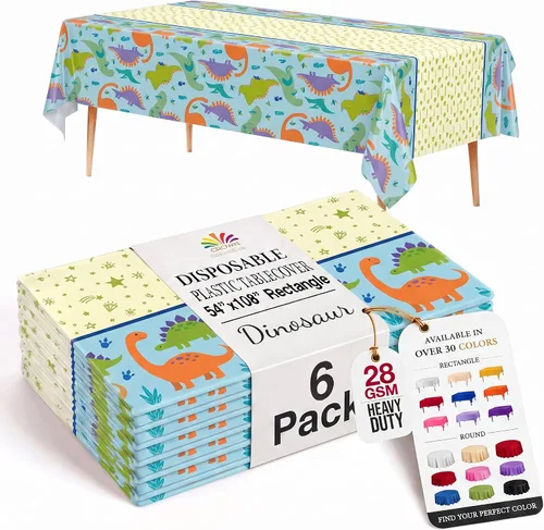 Vista 12 de Exquisito mantel desechable de plástico aguamarina, paquete de 6 manteles rectangulares de 54 x 108 pulgadas para mesas de 6 pies, mantel