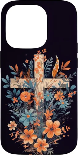 Vista 17 de Boho Floral Christian Cross Jesus God Wild Flower Women Case for iPhone 16