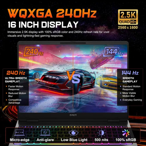 Vista 6 de Laptop para juegos HP OMEN 16 MAX RTX 5070 Ti AMD Ryzen AI 9 HX 375 240Hz
