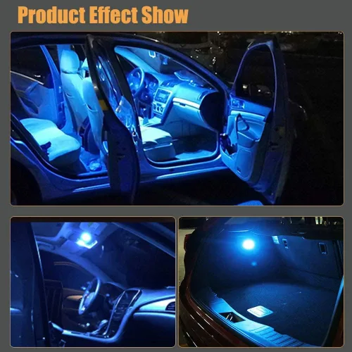 Vista 2 de YM E-Bright Bombilla de luz de panel LED con cúpula, luces interiores LED para camiones, Super Azul Hielo COB 24-SMD Auto Cúpula mapa de lectura