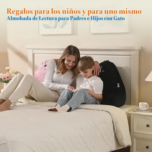 Vista 2 de SUNSIDE Almohada de lectura para gatos, espalda desmontable con brazos para Negro