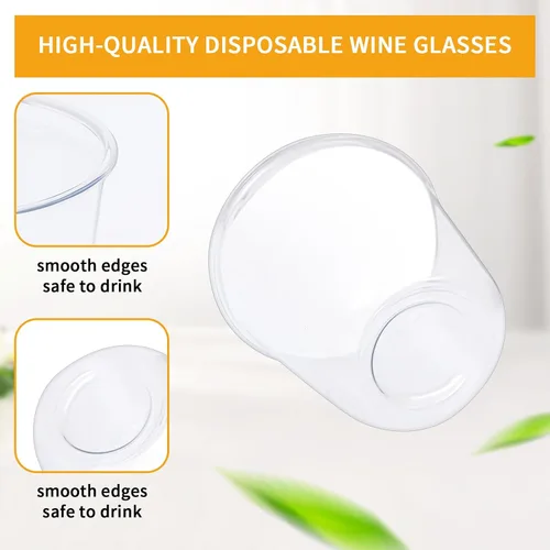 Vista 3 de Vasos Desechables sin Tallo 12oz Copas de Plástico Cristal Vasos Desechables para Bebidas Frías de Fiesta Copas de Vino para Reuniones Bodas