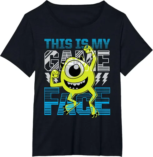 Vista 35 de Disney Pixar Monsters Inc. Mike Wazowski Game Face Camiseta Negro