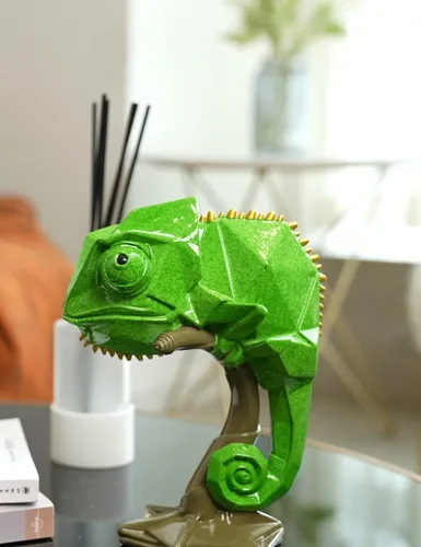 Vista 6 de Estatua de animales de lagarto, estatua de animal, decoración moderna, arte para el hogar, regalo para mesa, escritorio, estantería, poliresina