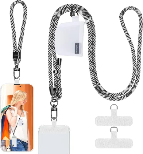 Vista 11 de HOTEMIA Cordón para teléfono y correas para la muñeca, cordón para celular ajustable cruzado con billetera desmontable, cordón para iPhone de 8mm