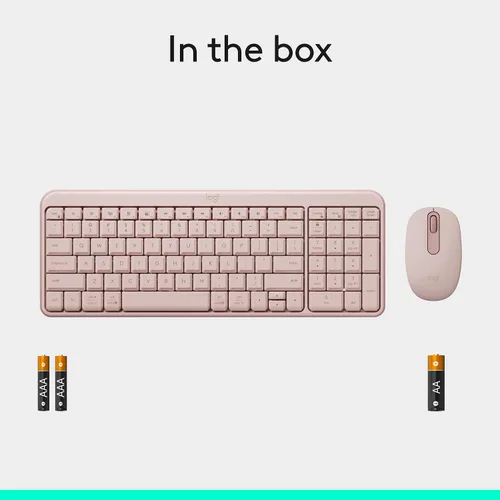 Vista 9 de Logitech MK250 Combo de Teclado y Ratón Inalámbrico Bluetooth: Conectividad Rápida y Fácil, Teclado Inalámbrico Compacto, Ratón Ambidiestro, Rosa