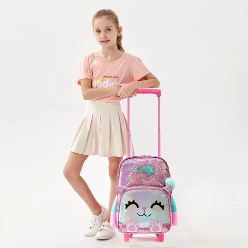 Vista 3 de Meetbelify Mochila con ruedas para niñas con ruedas para niñas para escuela primaria
