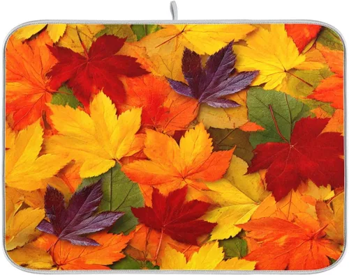 Vista 20 de Tapete de secado de platos de otoño de calabaza y arce de 16 x 18 pulgadas, absorbente para platos de otoño, protector para cocina de secado rápido