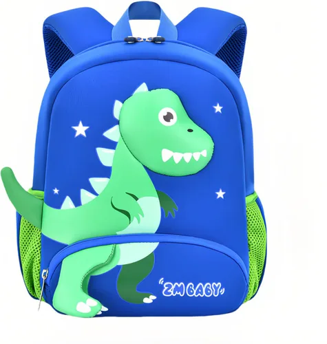 Vista 12 de Bansusu Mochila infantil antipérdida de dinosaurio para niños preescolares con correa de seguridad, mochila pequeña ligera para niños, bolsa