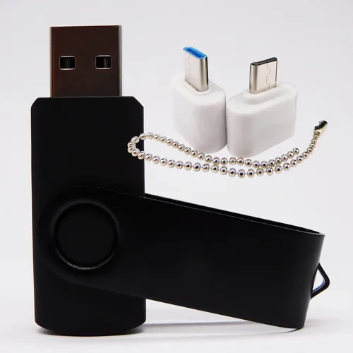 Vista 7 de Mini unidad flash USB de capacidad con 1 OTG (Micro USB) y 1 adaptador tipo C (USB-C) para teléfono móvil (naranja, 128 MB)
