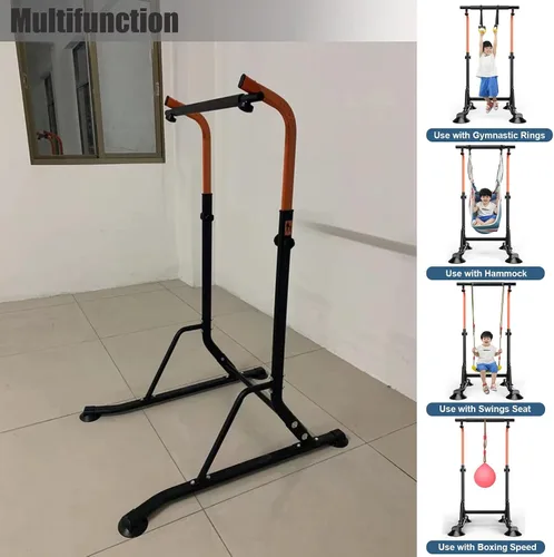 Vista 5 de Barra de dominadas para gimnasia, barras horizontales para niños de 5 a 15 años, altura ajustable, equipo de entrenamiento de fuerza para gimnasio