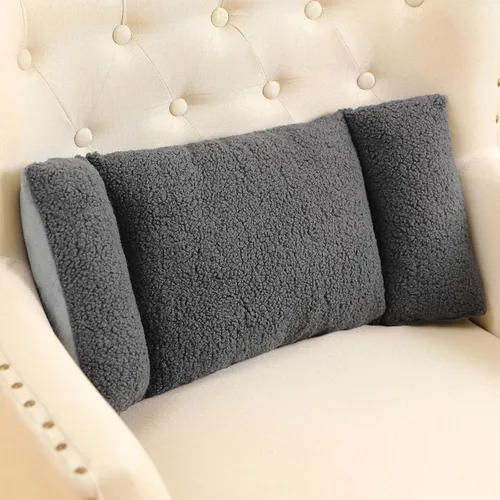 Vista 9 de Queekay - Almohada lumbar de forro polar de 3 secciones para silla de oficina, color negro Back Pillow for Back Support Comfortable Lumbar Cushion