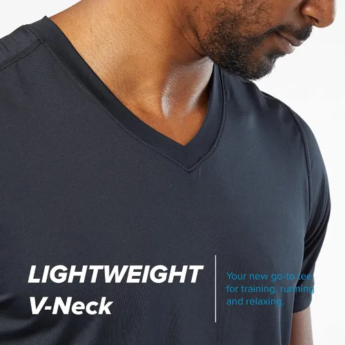 Vista 2 de KORSA - Cuello en V 2.0 para hombre, ligero, absorbe la humedad, capa base, para correr, Gris jaspeado