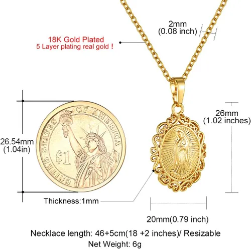 Vista 8 de GOLDCHIC JEWELRY Cruz INRI Crucifijo Colgante Collar, Virgen María Milagrosa Medalla Collares, Jesús Christain Jewelry