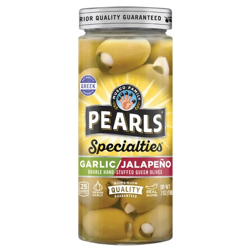 Vista 14 de Pearls Specialties - Aceitunas de reina griegas rellenas de queso azul, tarro de 6.7 onzas, paquete de 6, verificadas sin OMG, certificado Kosher