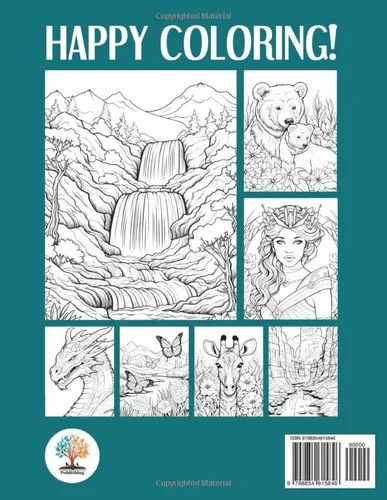 Vista 2 de Relaxation Adult Coloring Book with 85 Calming Designs of Landscapes, Animals, Flowers, Fantasy, and More for Stress Relief, Mindfulness and Inner
