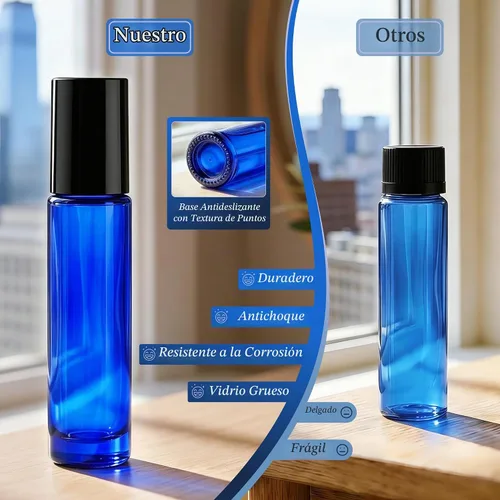 Vista 6 de PrettyCare 6 piezas, botellas roll-on de 10 ml para aceites esenciales con bola de rodillo de acero inoxidable - Botellas rellenables a prueba