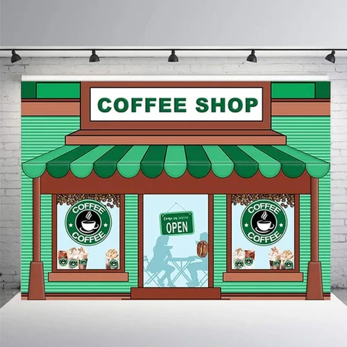 Vista 5 de Telón de fondo de caricaturas para fotografía de café – Fondo de helado de primer cumpleaños con rayas verdes para niños y baby shower (5 x 3 pies)