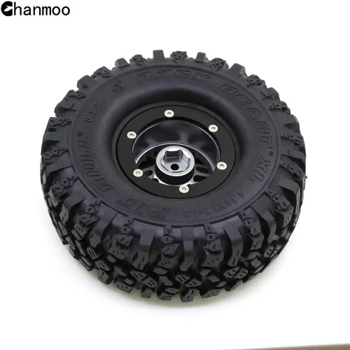 Vista 5 de Llantas de metal Beadlock de 1.9 y neumáticos de oruga hexagonal de 4.724 in con insertos de espuma para 1:10 RC Crawler Axial SCX10 III TRX4 Redcat