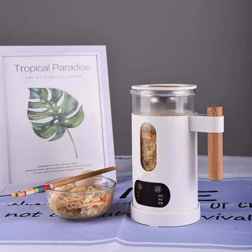 Vista 6 de HBJWOV - Hervidor eléctrico multifunción de viaje, olla de conserva, tetera hervida de vidrio, botella de agua caliente, hervidor caliente