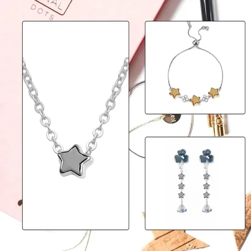 Vista 2 de 400 cuentas espaciadoras en forma de estrella, accesorios de cuentas espaciadoras de estrellas de 0.236 in (dorado)
