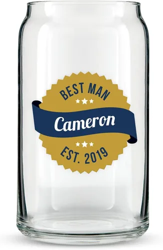 Vista 11 de WEDDINGSTAR Vaso de cerveza personalizado en forma de lata de 16 oz - Beer Makes Me Hoppy Print