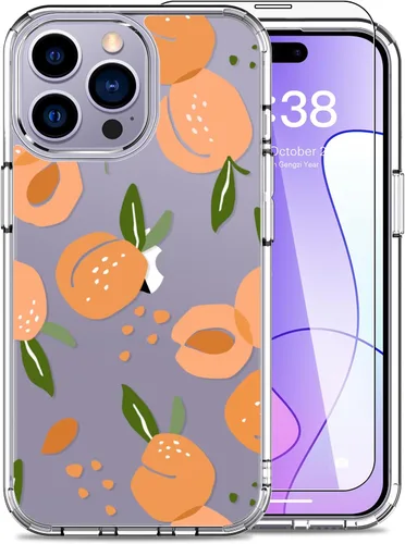 Vista 8 de LUHOURI Funda para iPhone 15 Pro Max con protector de pantalla, transparente de acrílico, diseños de moda para mujeres y niñas, funda protectora a