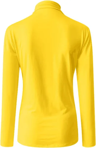 Vista 5 de Camisas de manga larga con cuello de tortuga para mujer, color sólido, túnicas básicas y cómodas, blusas de ocio