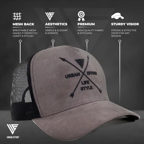 Vista 114 de Urban Effort Gorra trasera de malla, para hombres y mujeres, gorra de béisbol de 5 paneles, gran cierre a presión para caza y senderismo