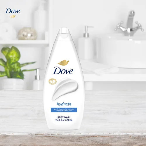 Vista 5 de Dove - Gel suave de baño para piel seca, humectación profunda, 650ml