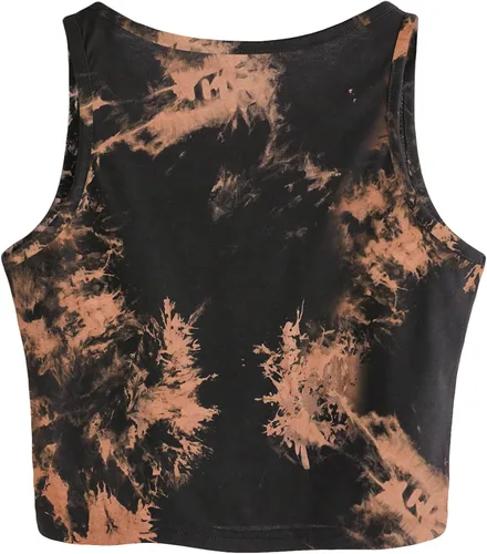 Vista 2 de Remidoo Camiseta sin mangas para mujer, estilo casual, con gráficos, recortada, cuello redondo