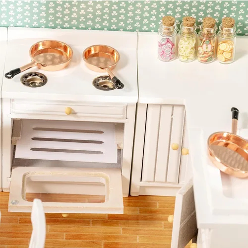 Vista 6 de Juego de muebles de casa de muñecas de madera para cocina de casa