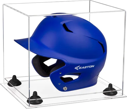 Vista 54 de Better Display Cases Vitrina acrílica para casco de bateo de béisbol con espejo, elevadores rosados, montaje en pared y base de espejo (V22/A012)