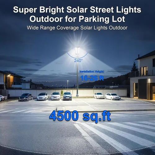 Vista 2 de Loyoele 9000W Luces solares de calle para exteriores 120000 lm, luz solar para estacionamiento comercial 7000 K, luces solares de inundación
