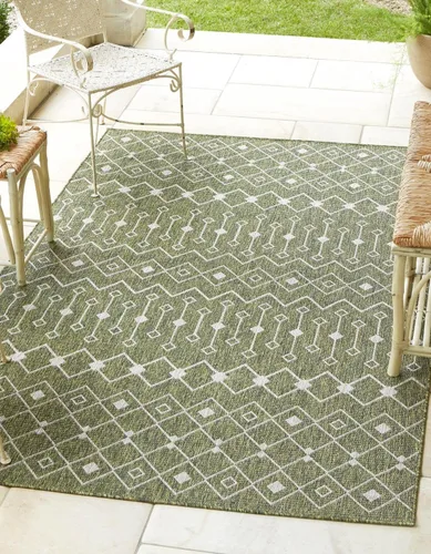 Vista 22 de Unique Loom Outdoor Trellis Collection - Alfombra de área con diseño de enrejado tribal (2 pies 2 pulgadas x 3 pies 1 pulgada, ovalada, azul/marfil)