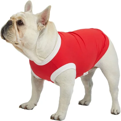Vista 20 de Camiseta sin mangas para perro, camisas de algodón para perros, camisetas sin mangas, suave, transpirable, fresca para perro, ropa para mascotas