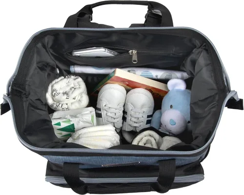 Vista 6 de Baby Essentials Super Cooler - Mochila de pañales con marco principal con cambiador, correas de cochecito, compartimento aislado para botella