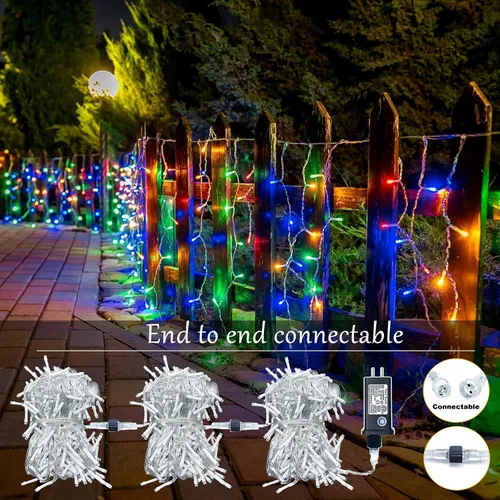 Vista 9 de Luces de Navidad de Carámbanos para Exteriores, 33 pies 400 Luces LED de Carámbanos para Exteriores, Luces Centelleantes Enchufables para Interiores