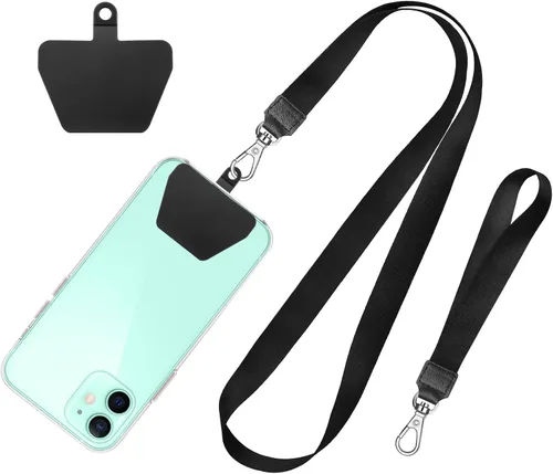 Vista 20 de SHANSHUI Cordón para teléfono, correa para el cuello y correa para la muñeca, soporte universal para funda de teléfono, anclaje para todos los Negro