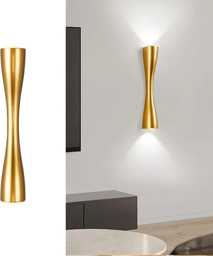 Vista 9 de Aomesinc Moderno aplique de pared dorado arriba y abajo, lámpara LED de interior para dormitorio, sala de estar, baño, mesita de noche, pasillo
